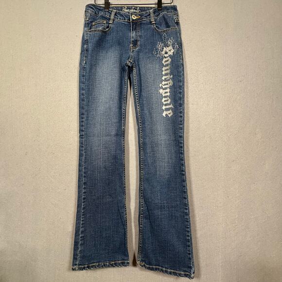 Southpole Wide Leg Jeans Sz 7 Y2K Streetwear Blue Denim Logo Graphic Baggy VTG - Picture 1 of 8